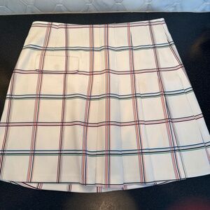 Tory Burch cream plaid skirt, Athletic, Unlined. medium